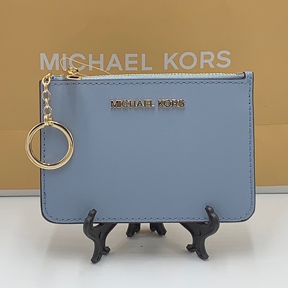MICHAEL KORS SMALL TOP ZIP
COINPOUCH WITH ID CARD PALE BLUE 
COLOR - Picture 11 of 12